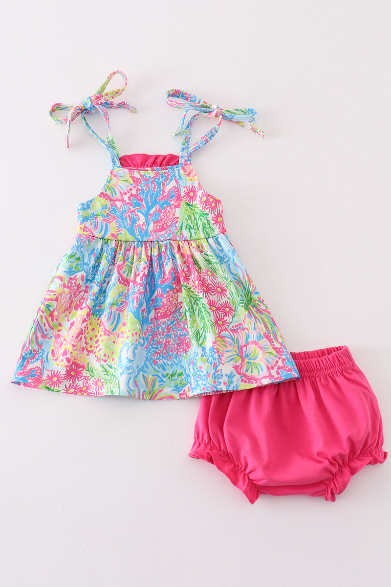 Tropical Floral Girl Bloomer Set