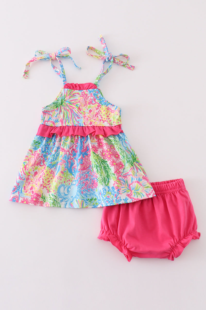Tropical Floral Girl Bloomer Set