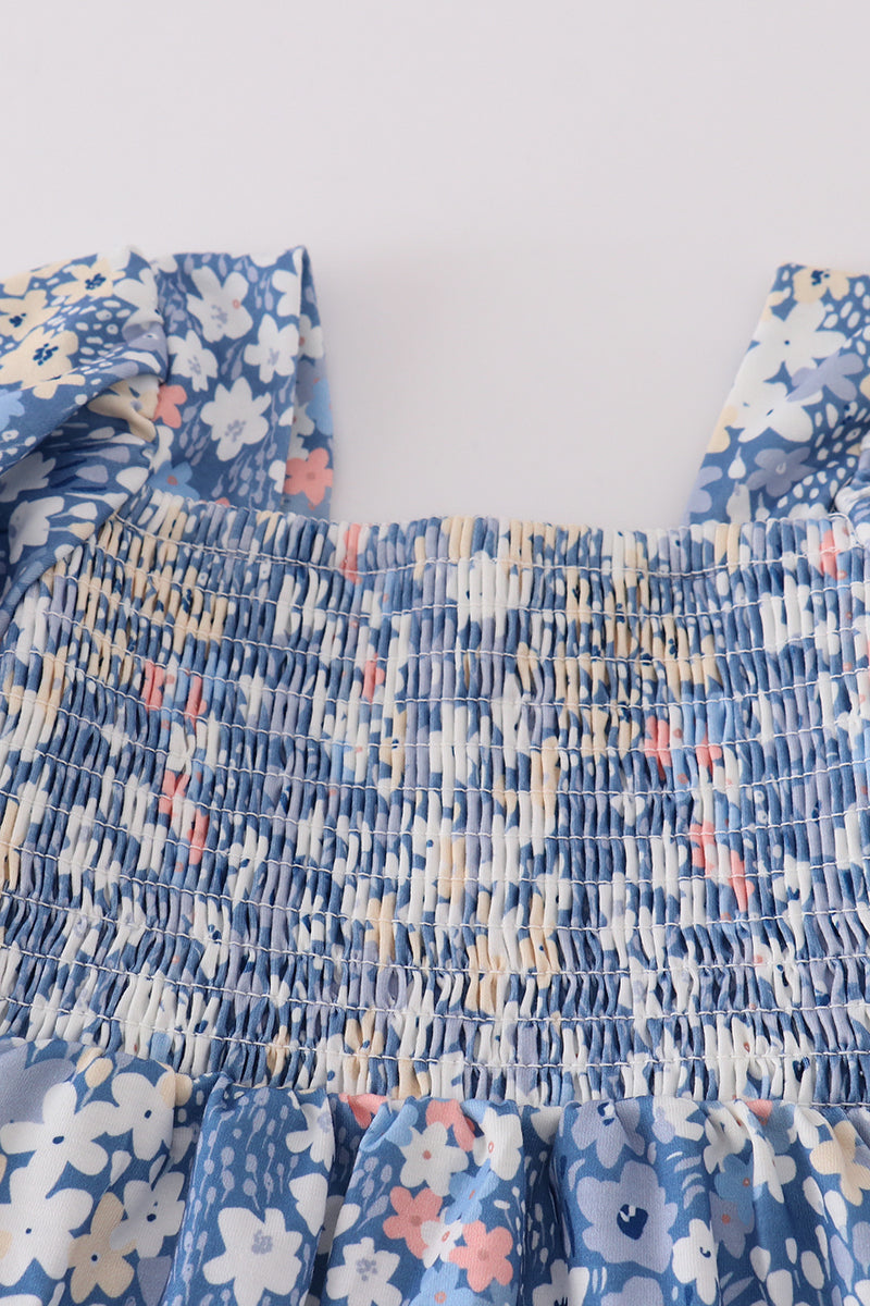 Blue Delicate Floral Girl Set