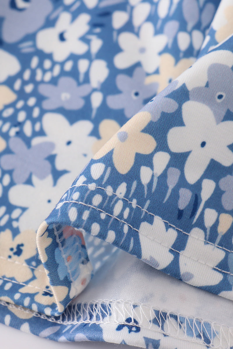 Blue Delicate Floral Girl Set