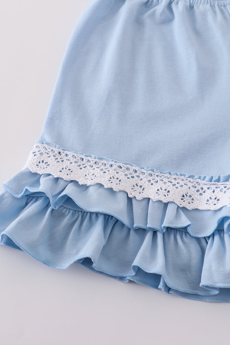 Blue Delicate Floral Girl Set