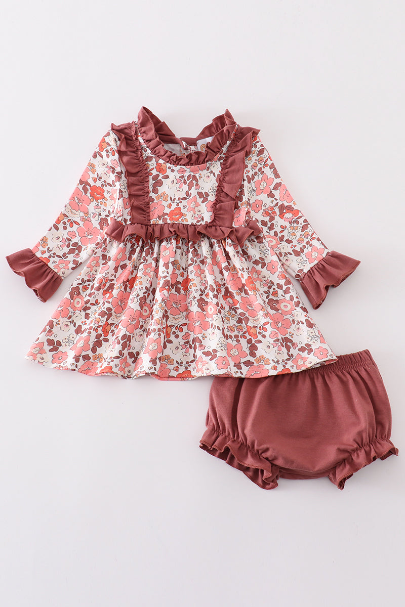 Fall Floral Ruffle Bloomer Set