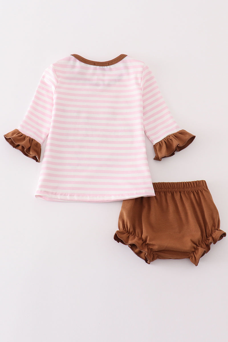Noah's Ark Animal Applique Baby Girl Set