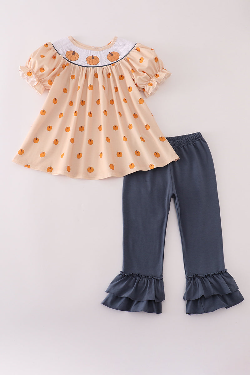 Smocked Pumpkins & Ruffle Pants Set