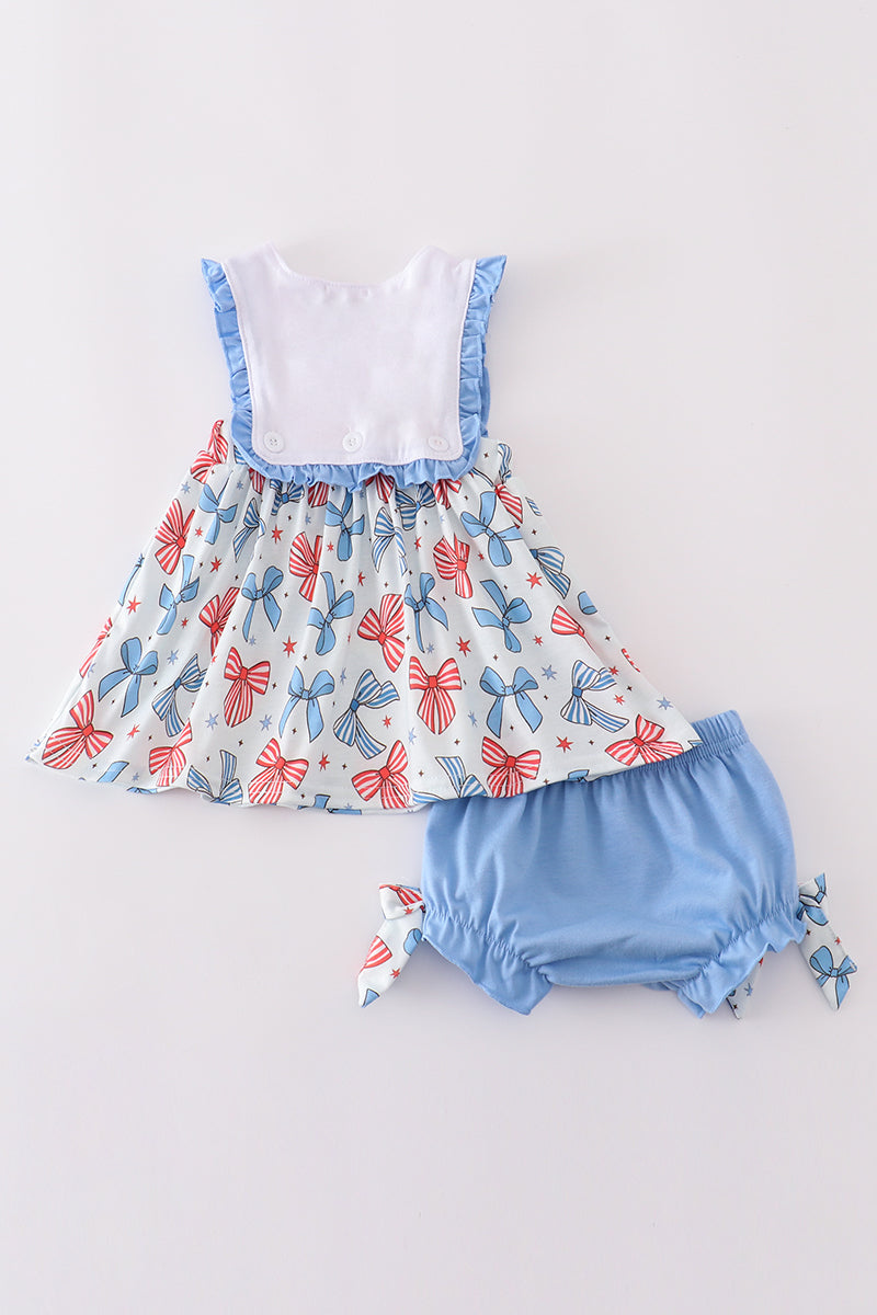 Bow Print Ruffle Bloomer Set