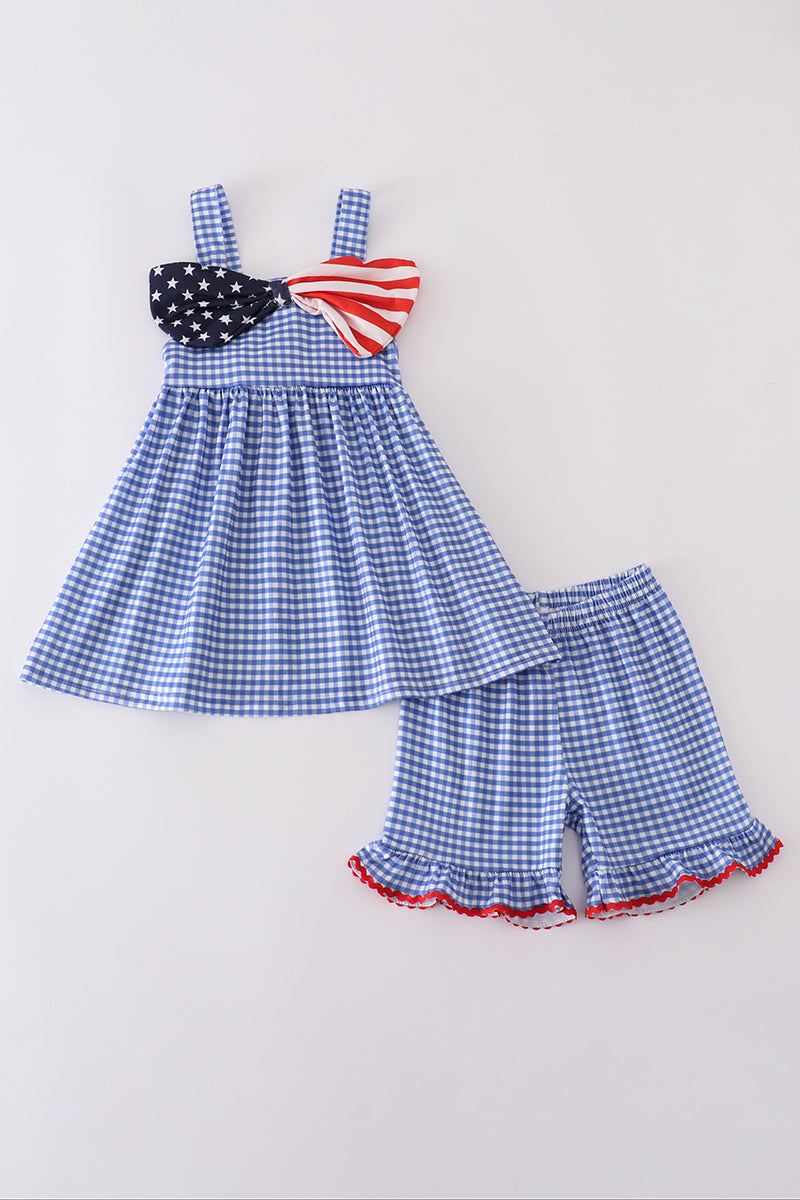 Flag Bow Gingham Set