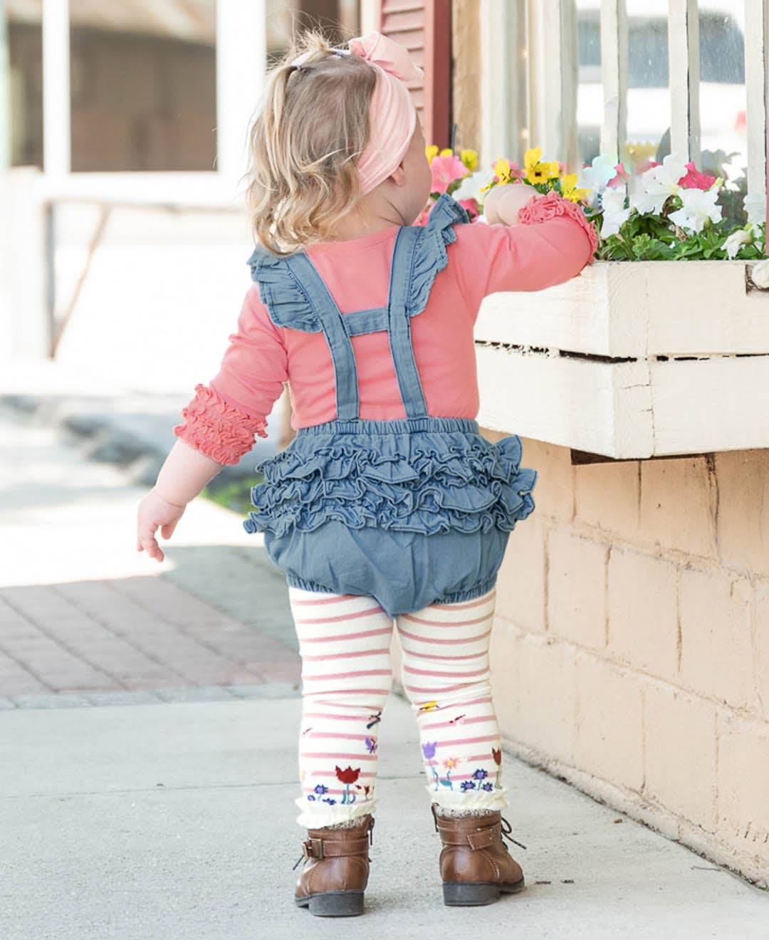 Light Wash Denim Flutter Overall Romper