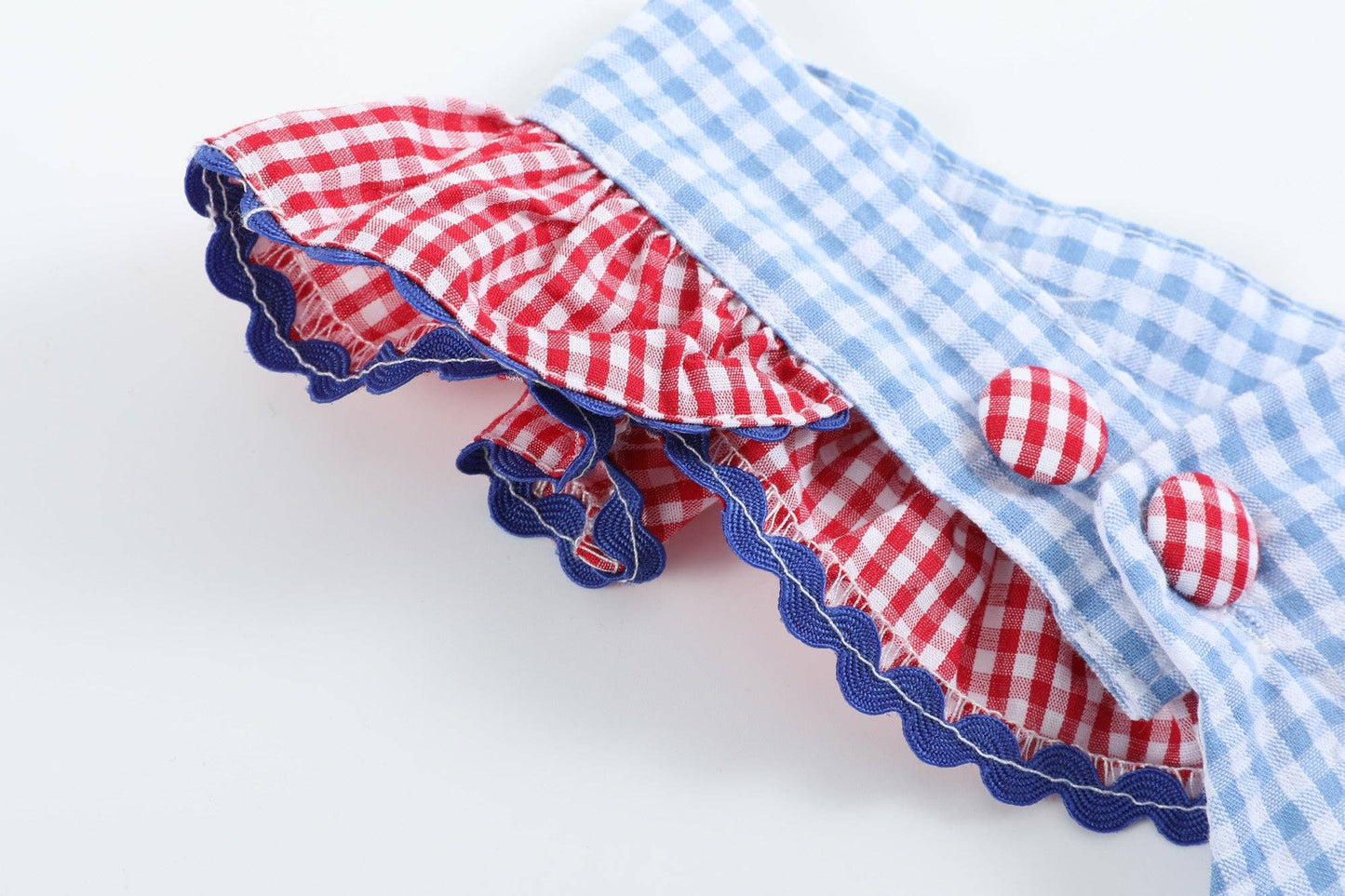 Gingham USA Flag Ruffle Romper
