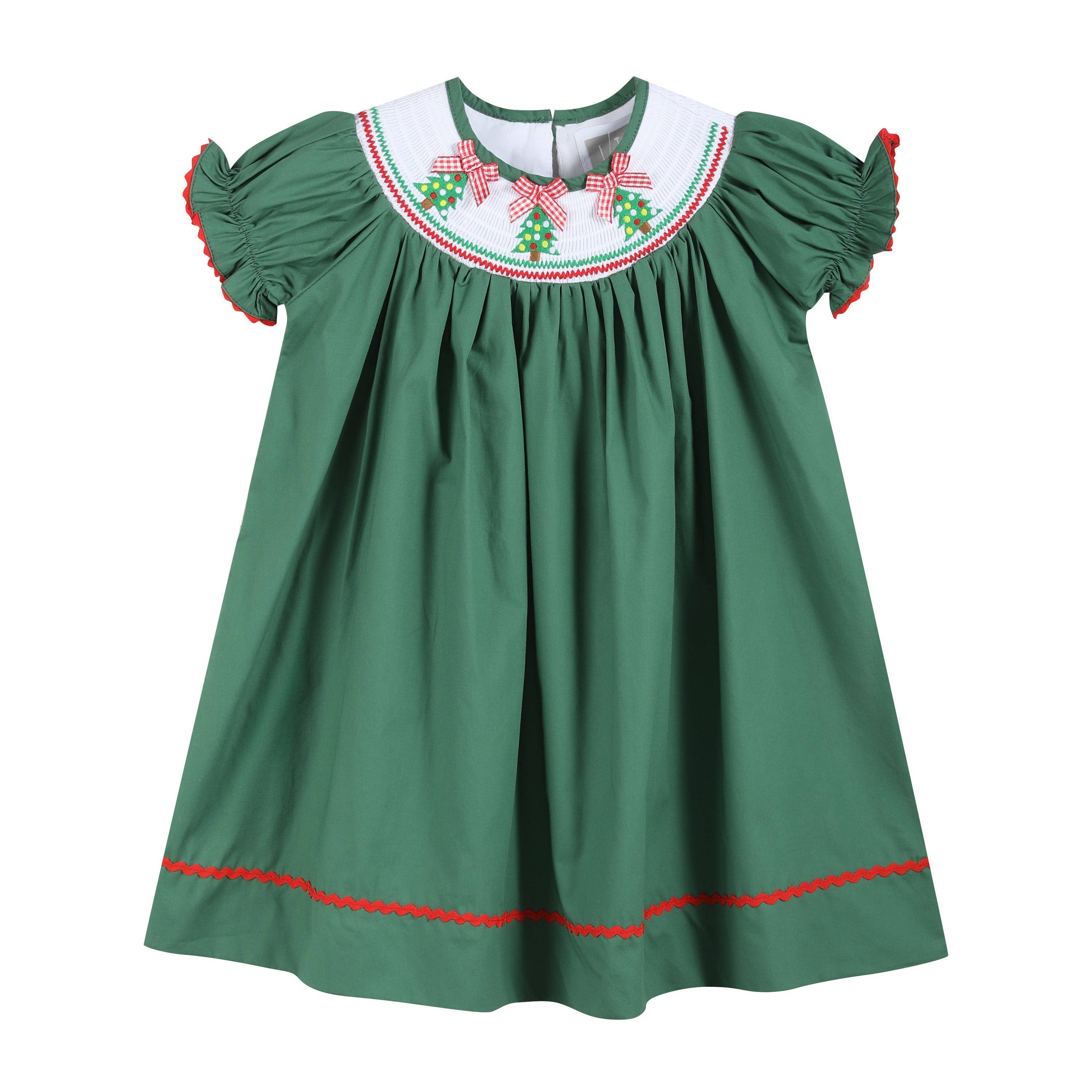 Green Christmas Tree SS Smocked Dress Southern Stella Green Christmas Tree SS Smocked Dress Southern Stella