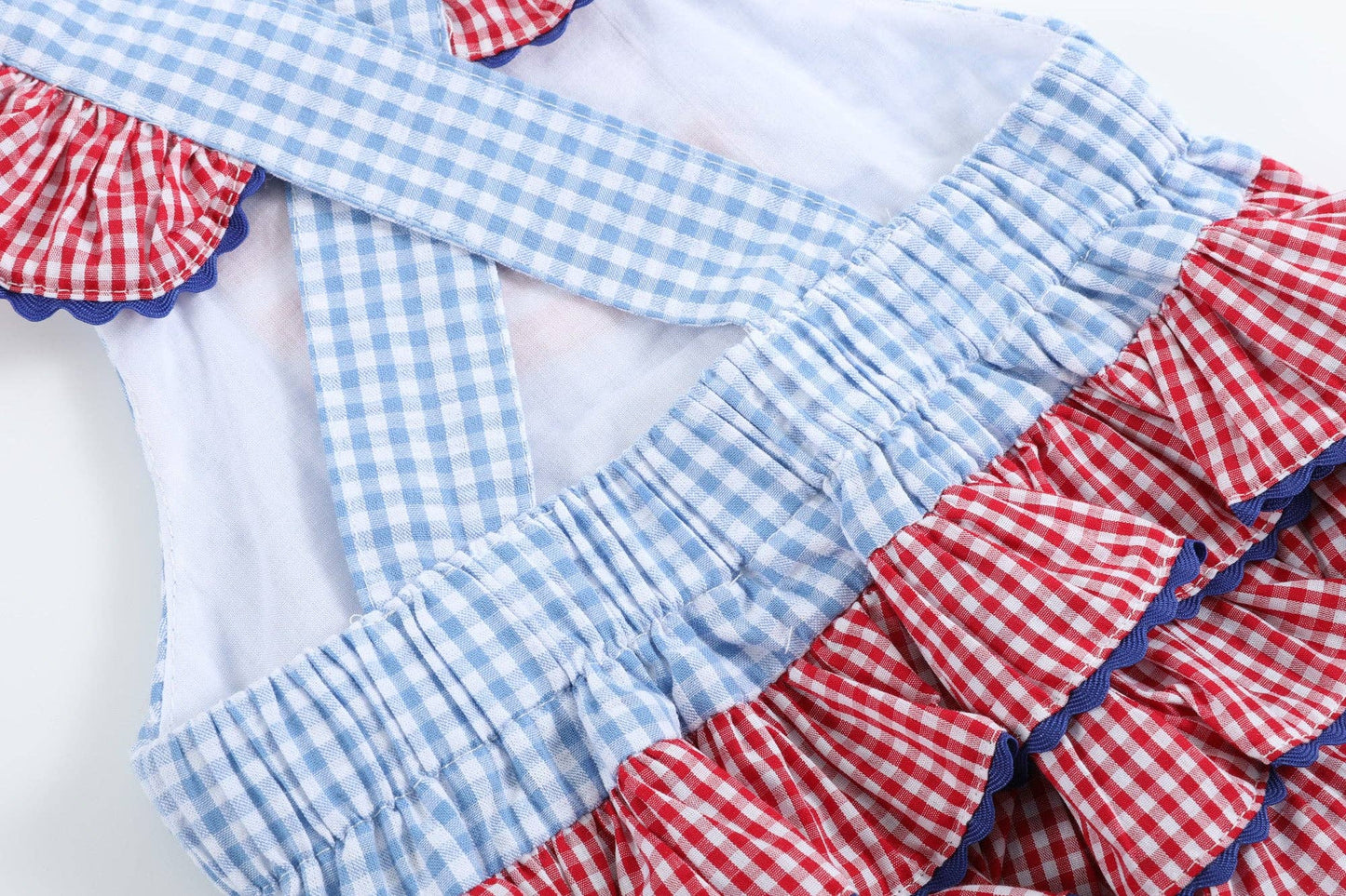 Gingham USA Flag Ruffle Romper