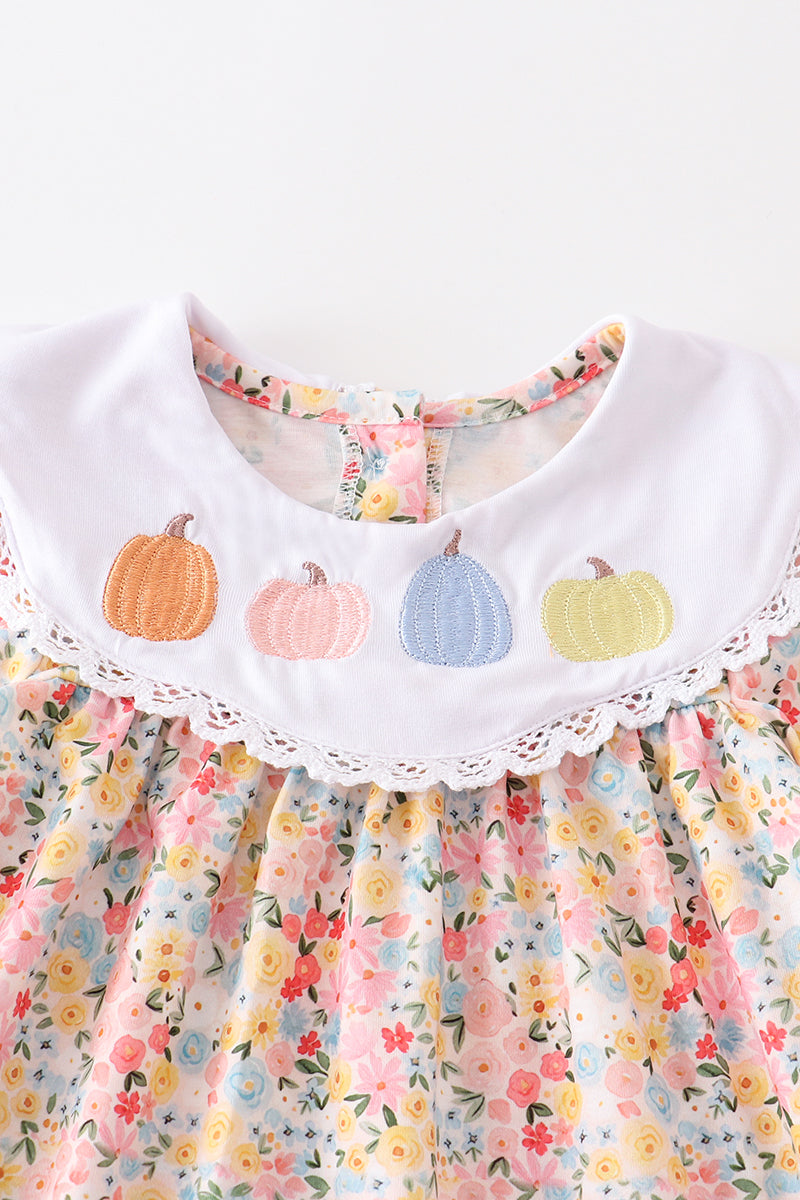 Pretty Pumpkin Floral Print Dress