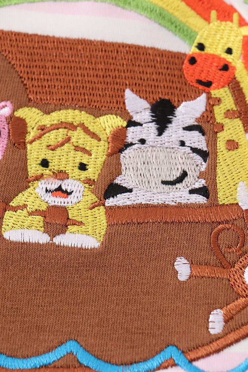 Noah's Ark Animal Applique Baby Girl Set