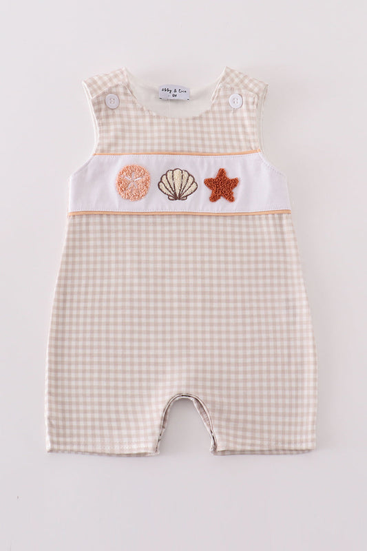 Khaki Shells & Starfish French Knot Boy JonJon