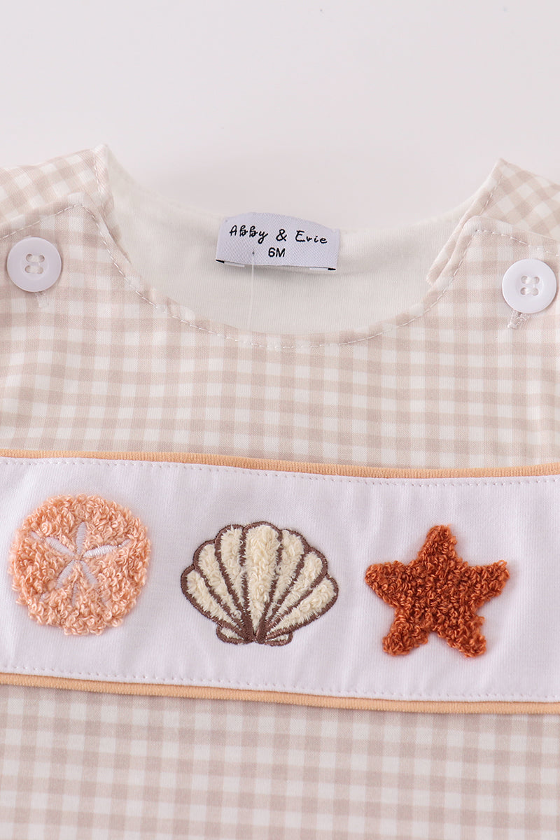 Khaki Shells & Starfish French Knot Boy JonJon