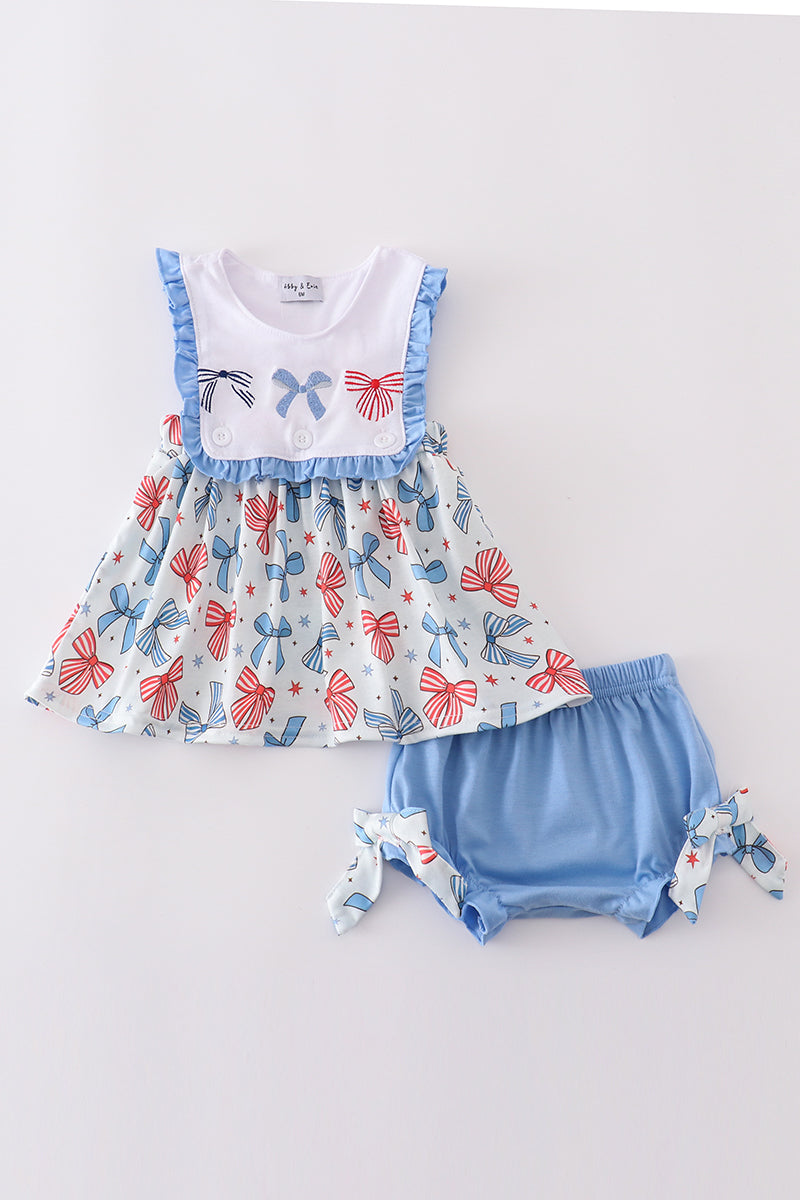 Bow Print Ruffle Bloomer Set