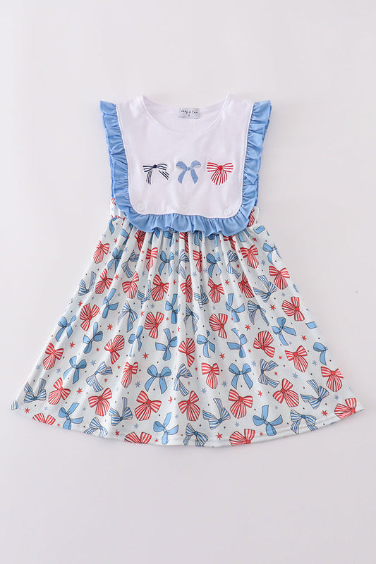 Bow Print Ruffle Dress