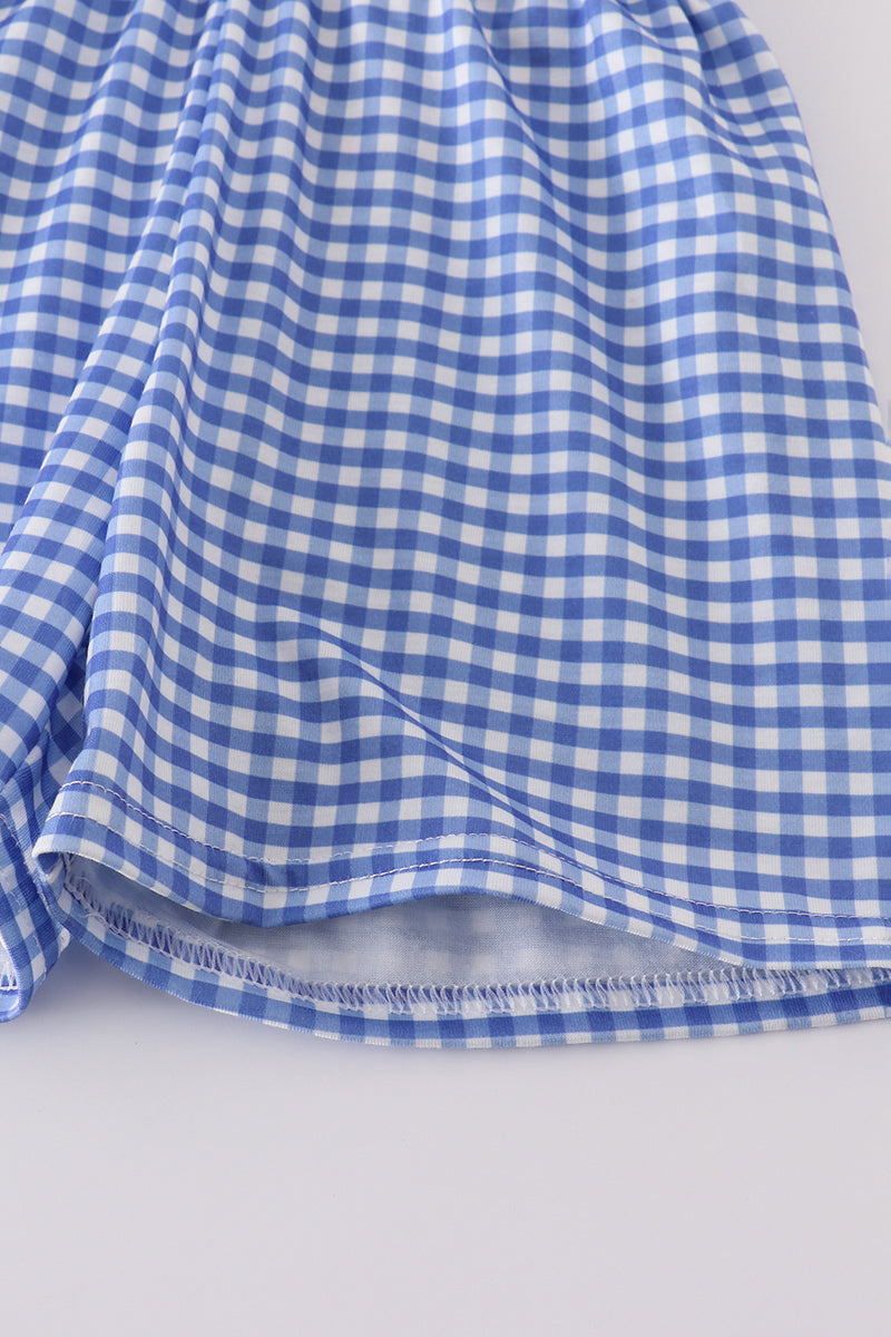 Flag Bow Gingham Romper