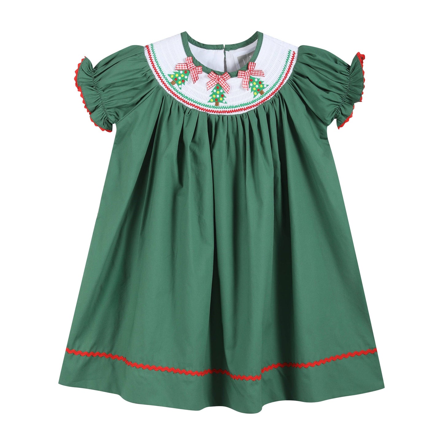Green Christmas Tree SS Smocked Dress Green Christmas Tree SS Smocked Dress