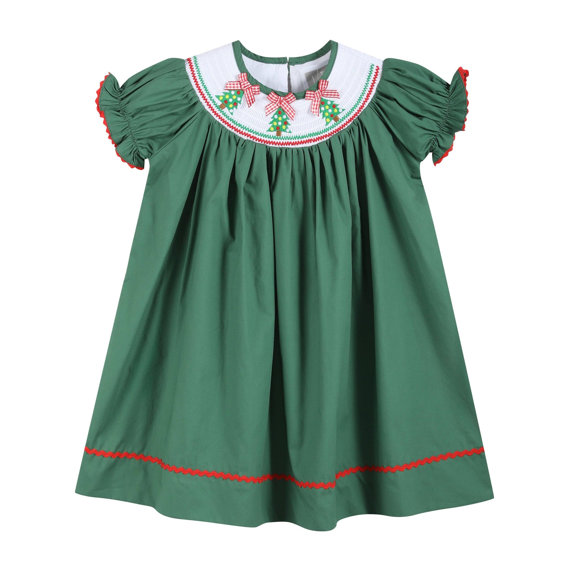 white christmas dresses Green Christmas Tree SS Smocked Dress – Southern Stella