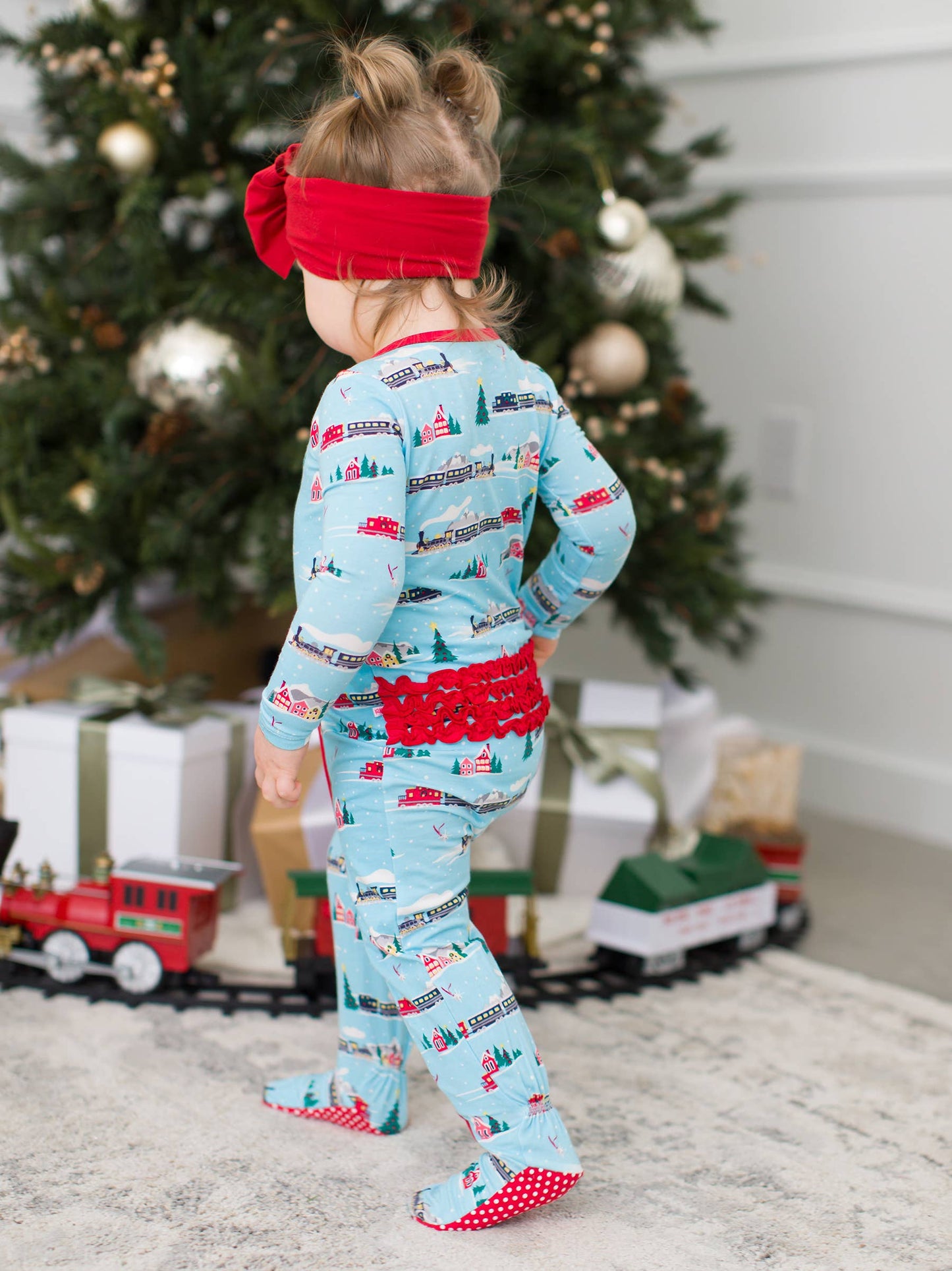 Girls All Aboard Bamboo Footed Ruffle Pajama