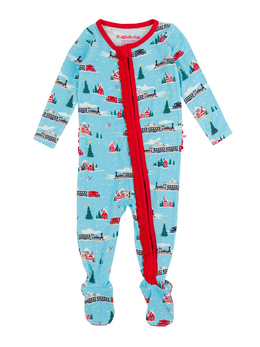 Girls All Aboard Bamboo Footed Ruffle Pajama