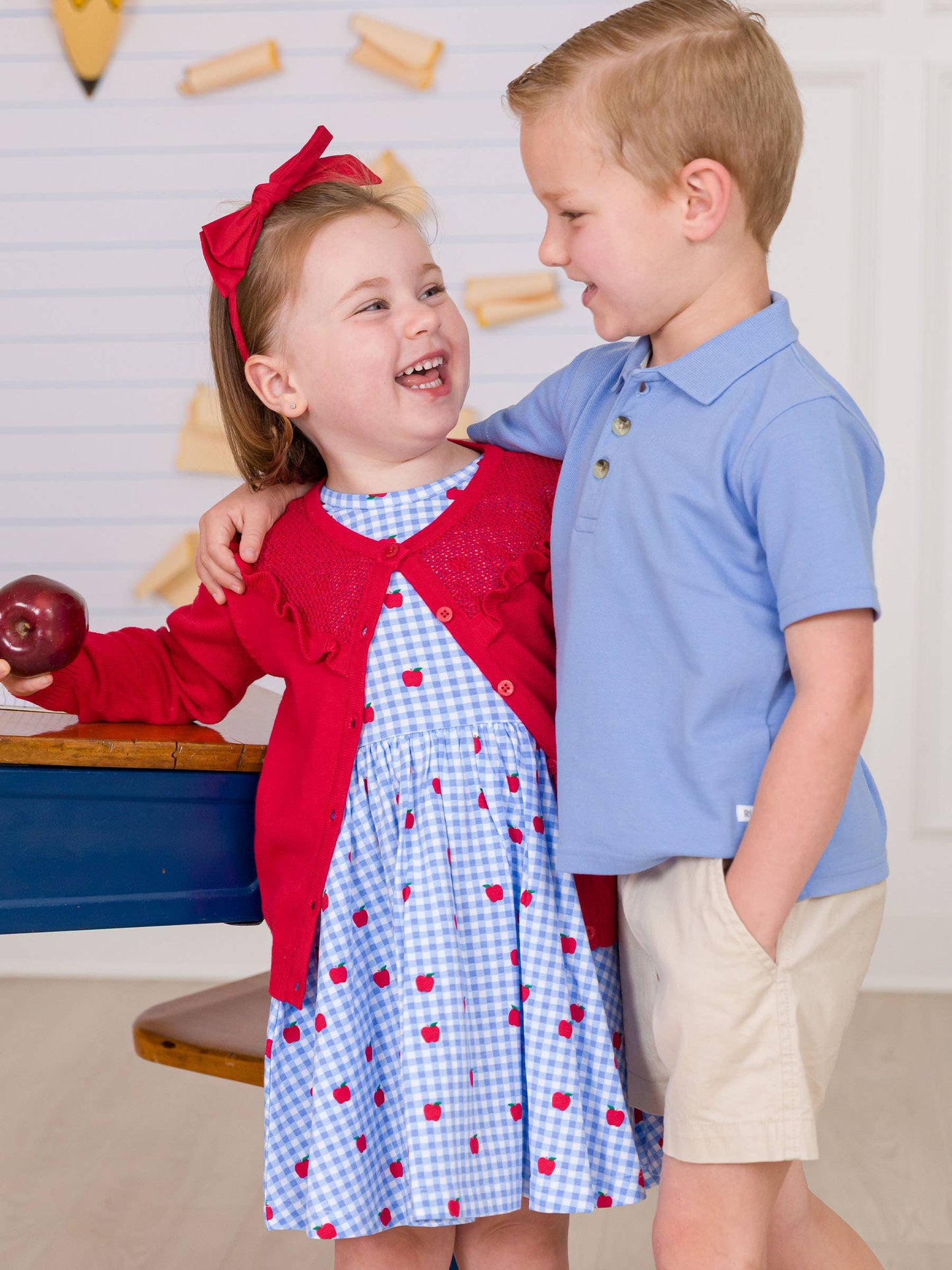Girls Red Sweater Knit Ruffle Trim Cardigan