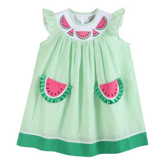 Watermelon Smocked Bishop Dress