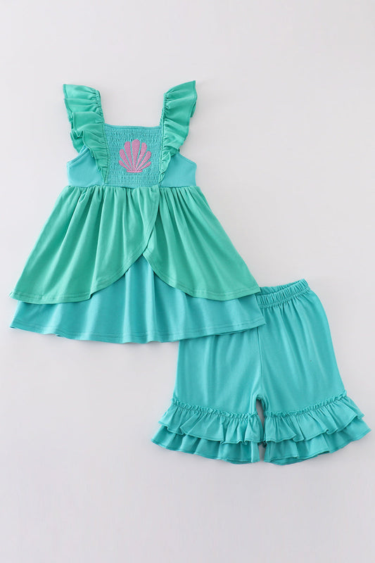 Ariel Embroidery Smocked Girl Set