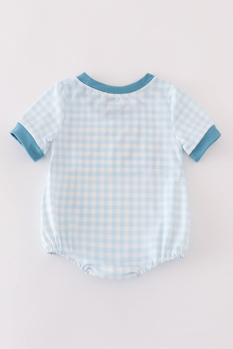 Blue Cow Embroidered Smocked Boy Bubble