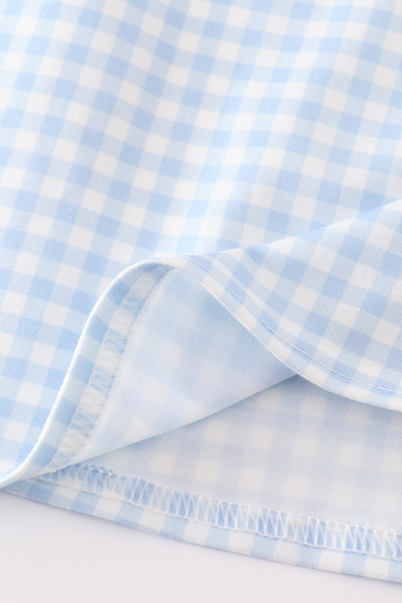 Blue Christmas Tree French Knot Smocked Dress