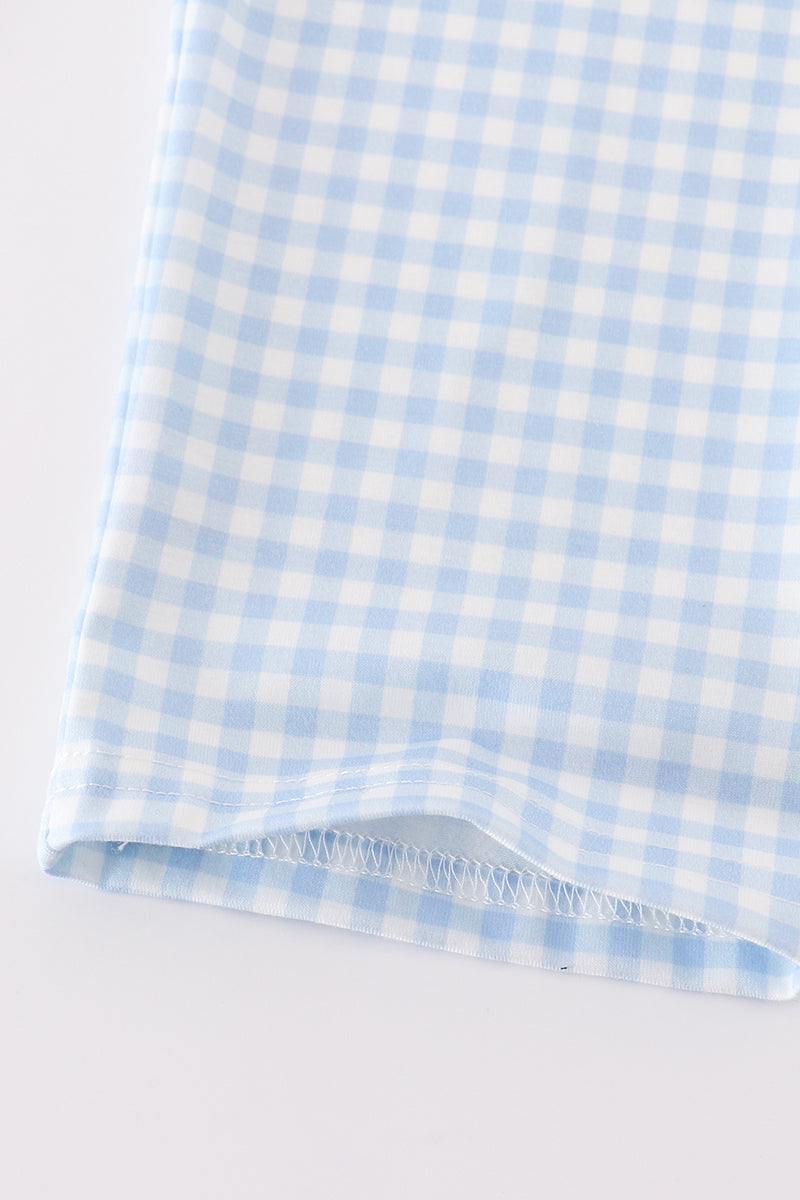 Blue Christmas Tree French Knot Smocked Boy Set