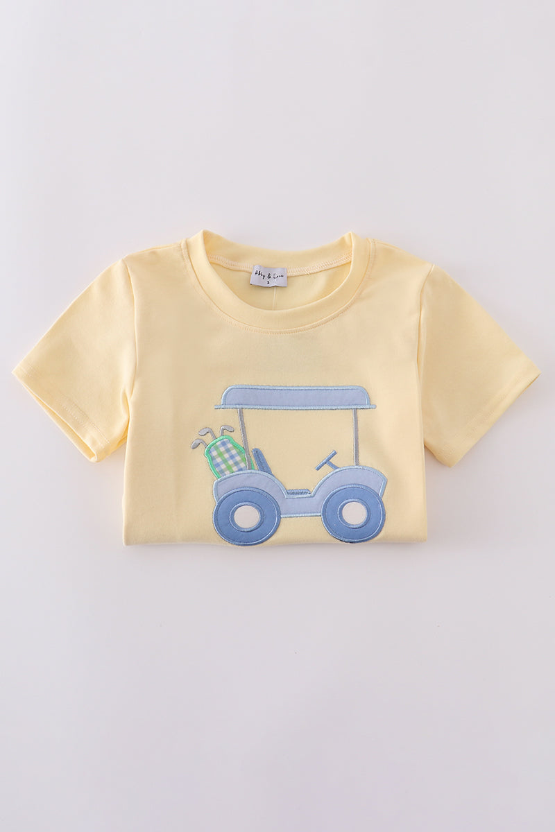 Yellow Golf Cart Appliqué Set