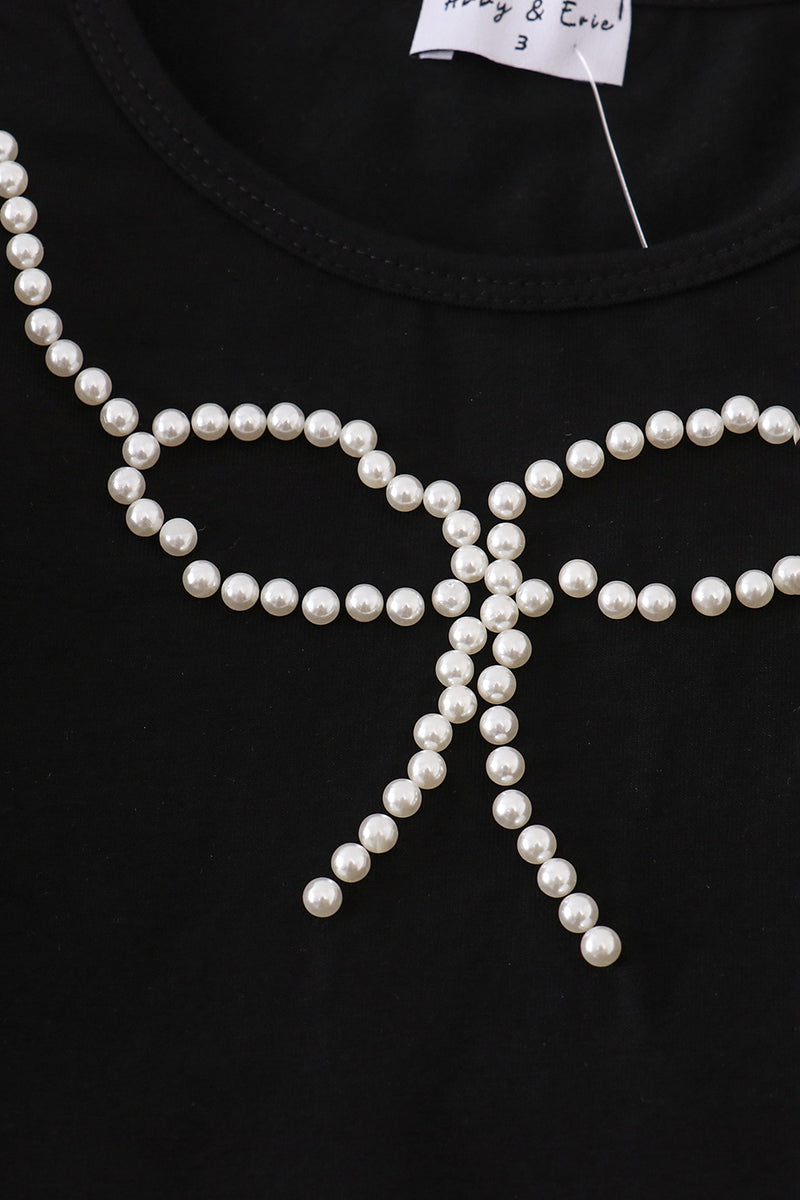 Pearl Bow Top and Corduroy Skirt Set