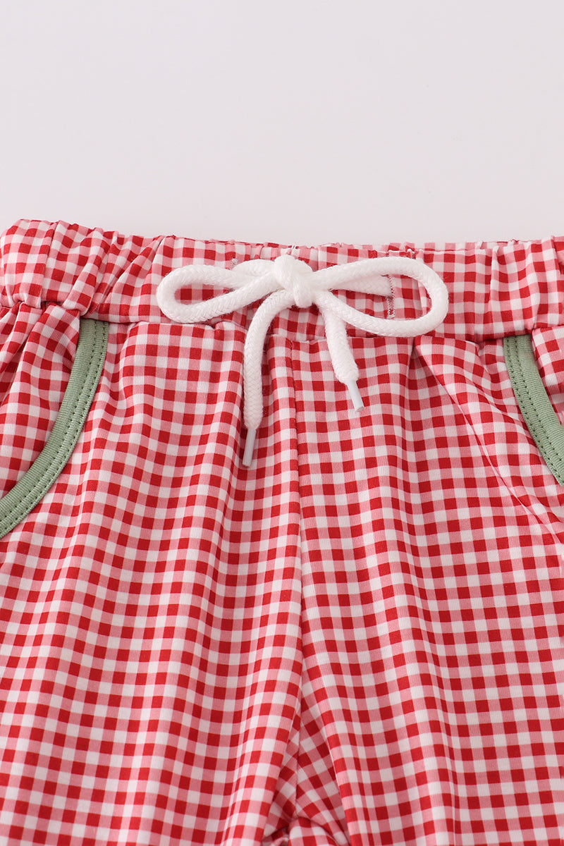 Green Reindeer Embroidery Pants Set