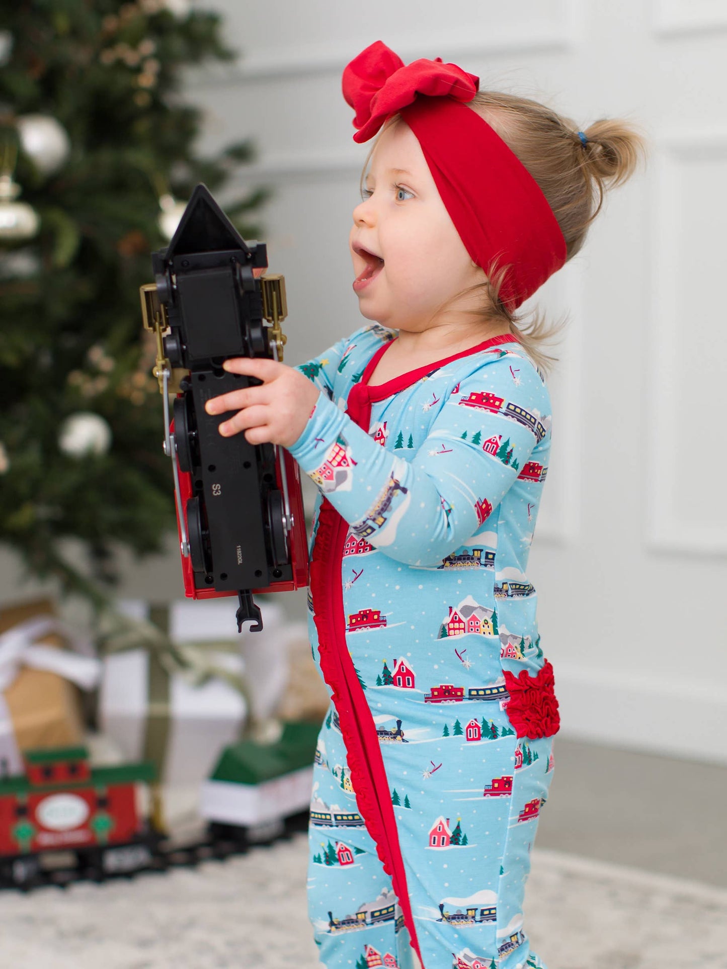 Girls All Aboard Bamboo Footed Ruffle Pajama