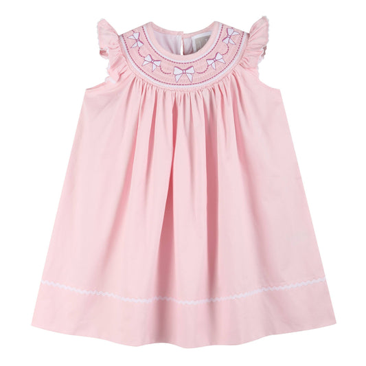 Pink Bows Smocked Bishop Dress