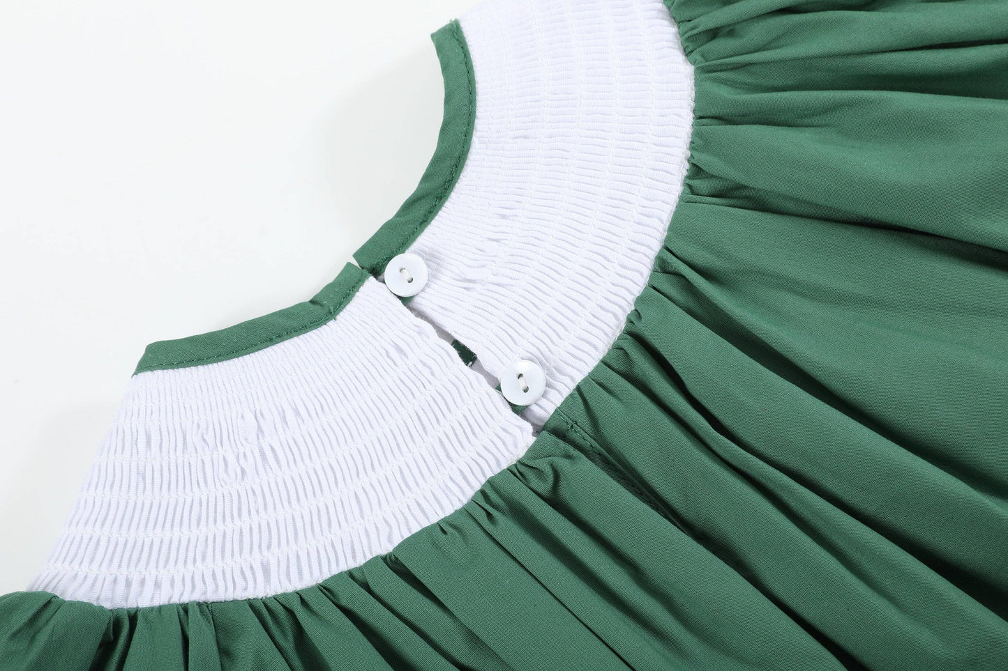 Green Christmas Tree SS Smocked Dress