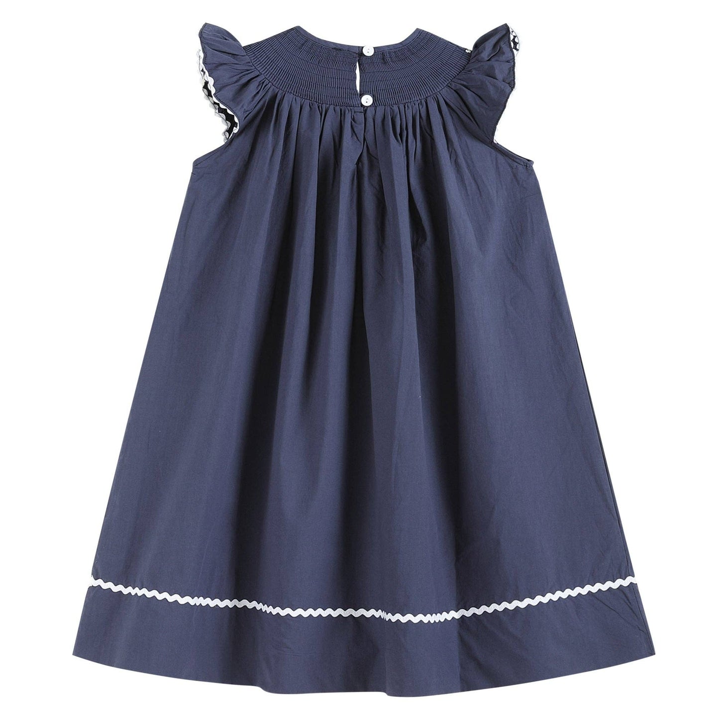 Navy Nativity SS Smocked Christmas Dress