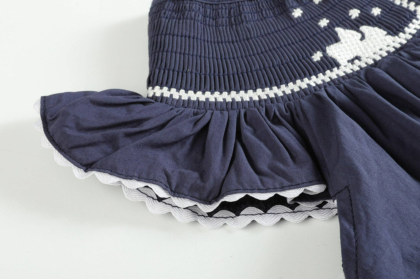 Navy Nativity SS Smocked Christmas Dress