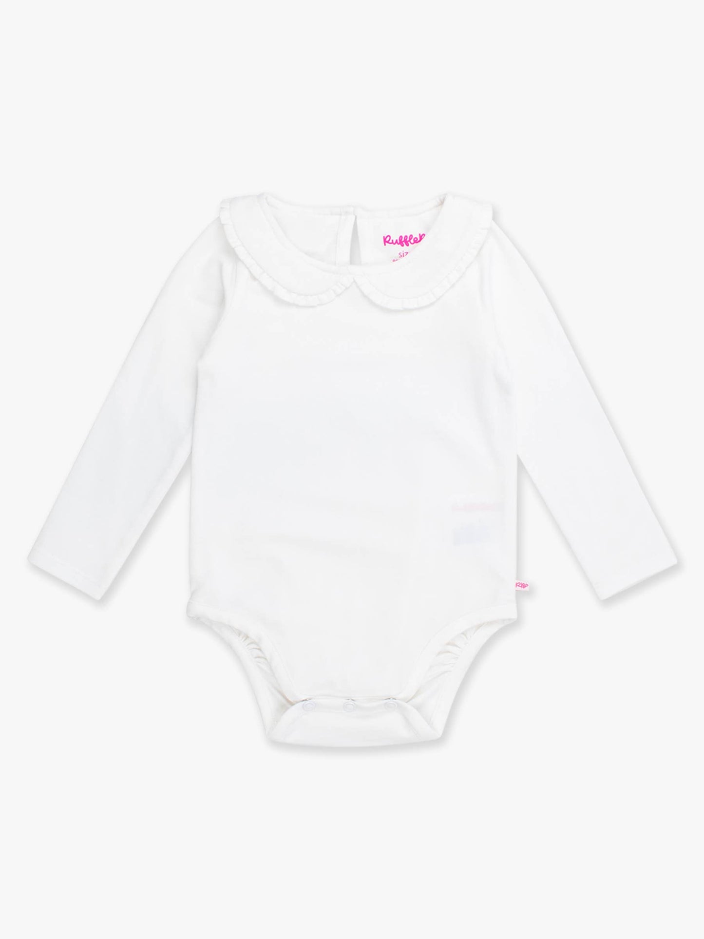 White Ruffle Peter Pan Collar Long Sleeve Bodysuit