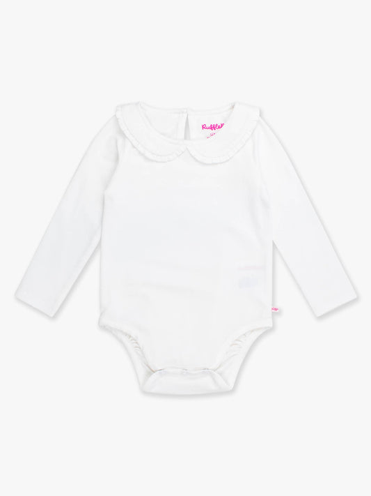 White Ruffle Peter Pan Collar Long Sleeve Bodysuit